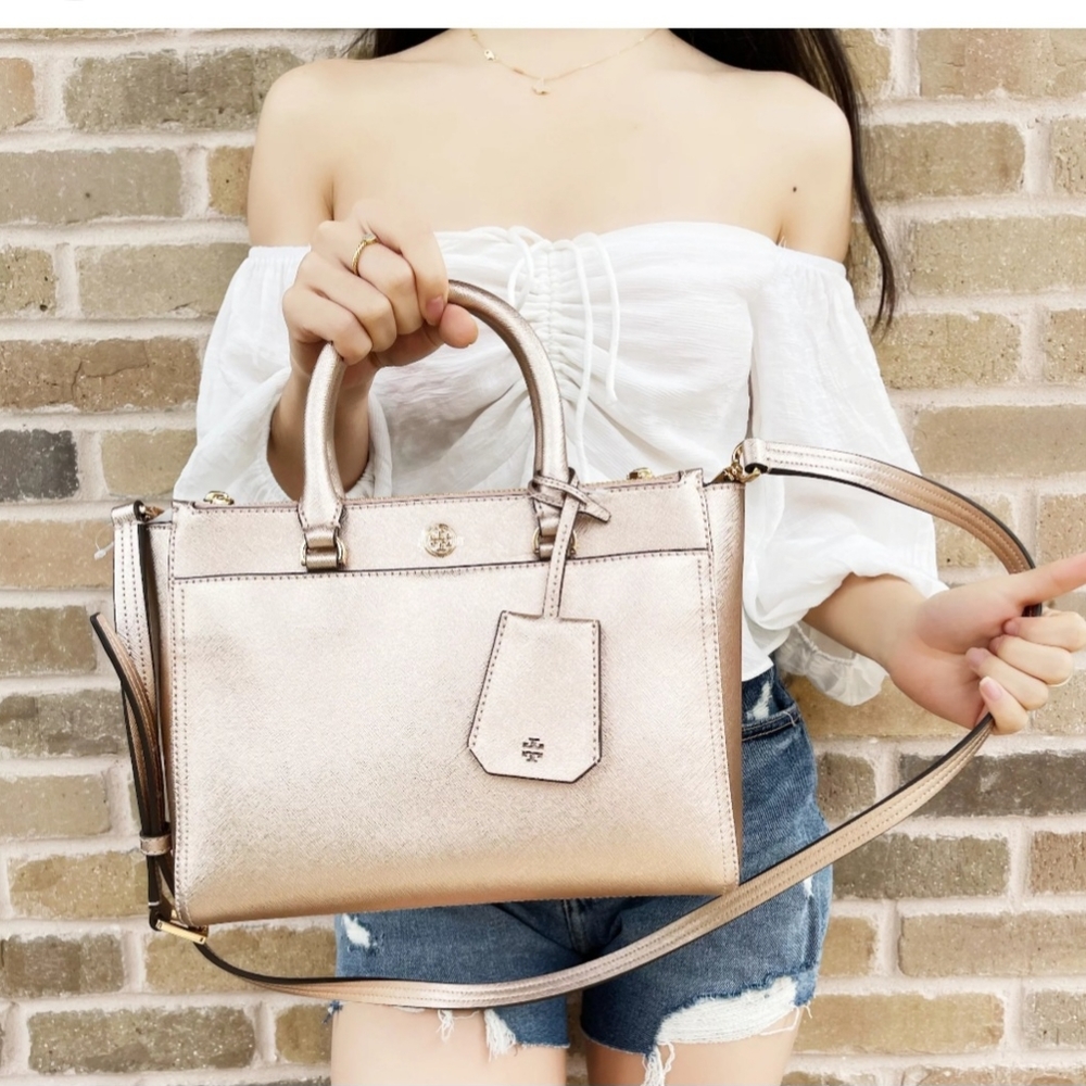 Tory Burch Robinson Rose Gold satchel with wallet